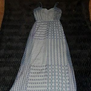 A blue Maxi chiffon Empire waist dress